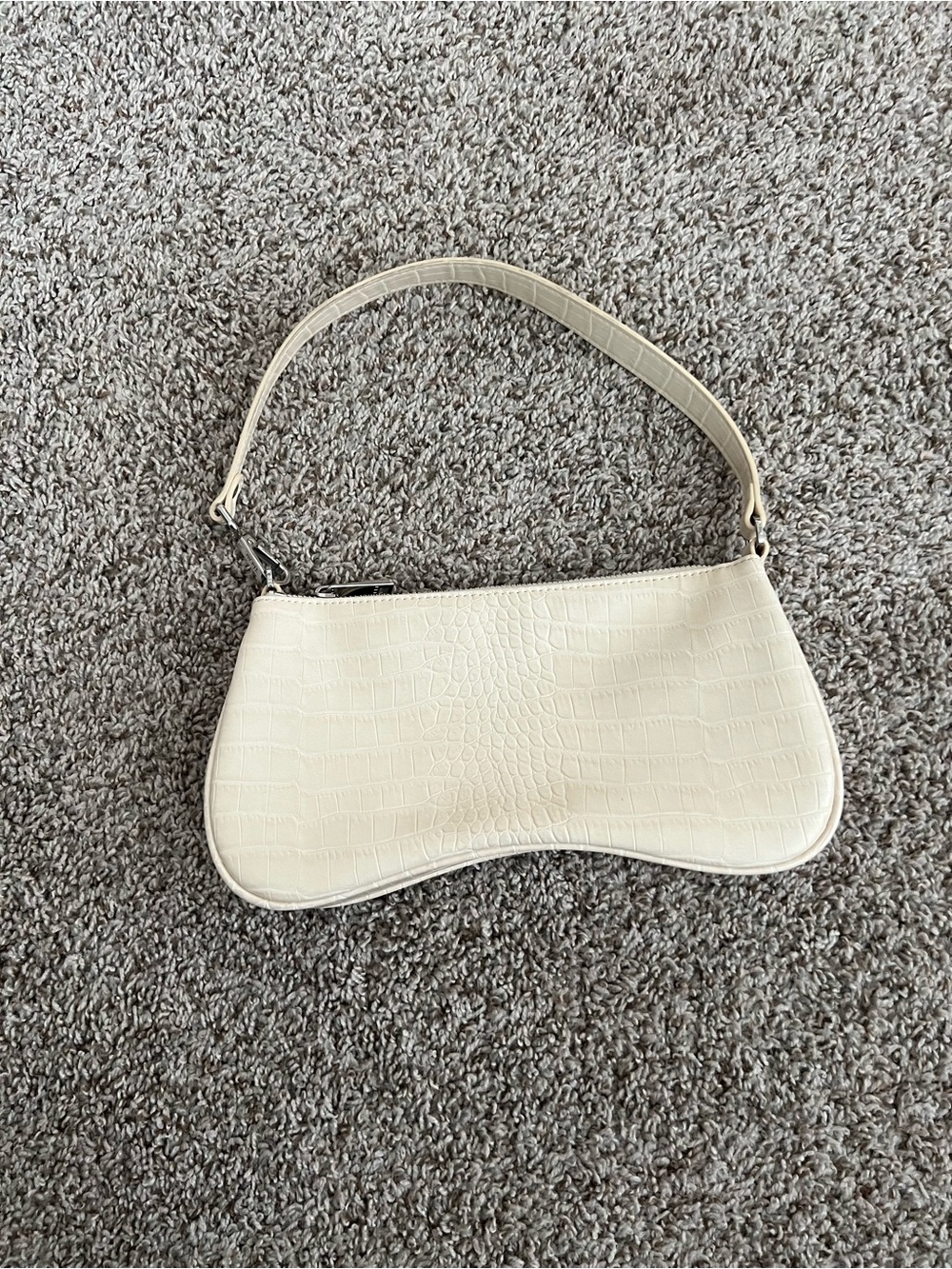 JW PEI Cream Croc-Embossed Shoulder Bag